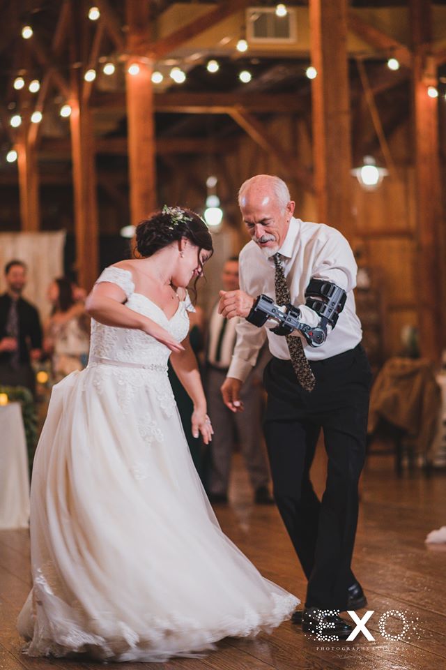 bride and father dancing at Old Bethpage Village Restoration