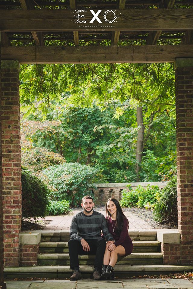 couple sitting on the steps at Welwyn Preserve County Park