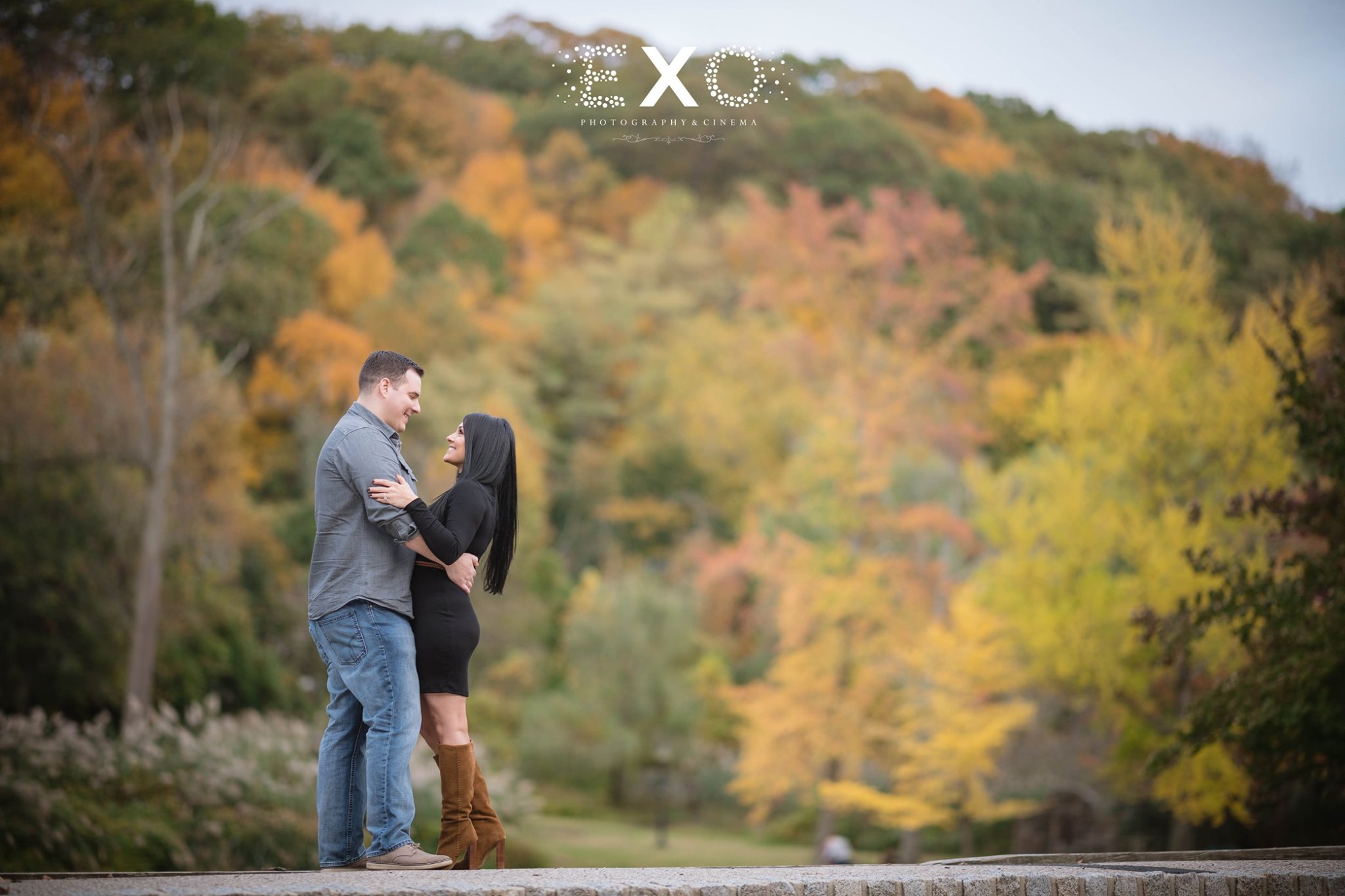 couple holding one another during their engagement session