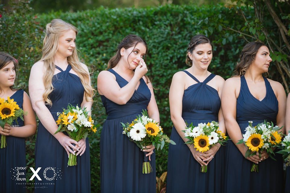 bridesmaid crying during ceremony
