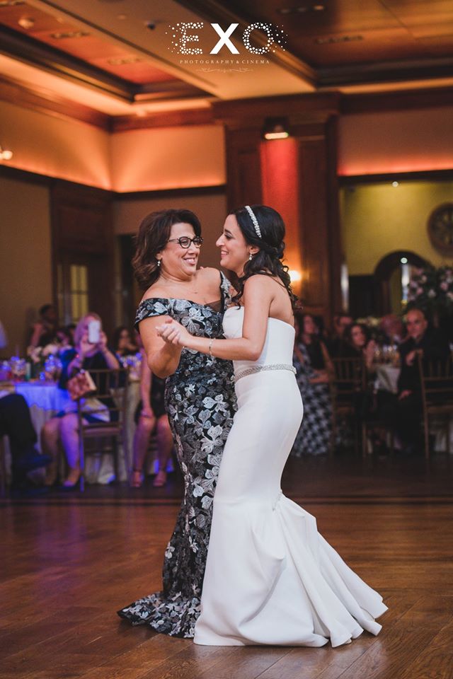 bride and her mother dancing at Larkfield