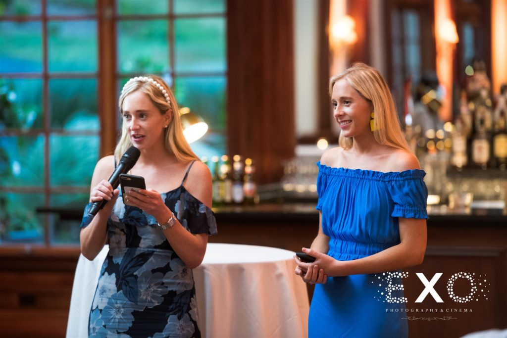 guests giving a toast at the rehearsal dinner at the Mansion at Oyster Bay