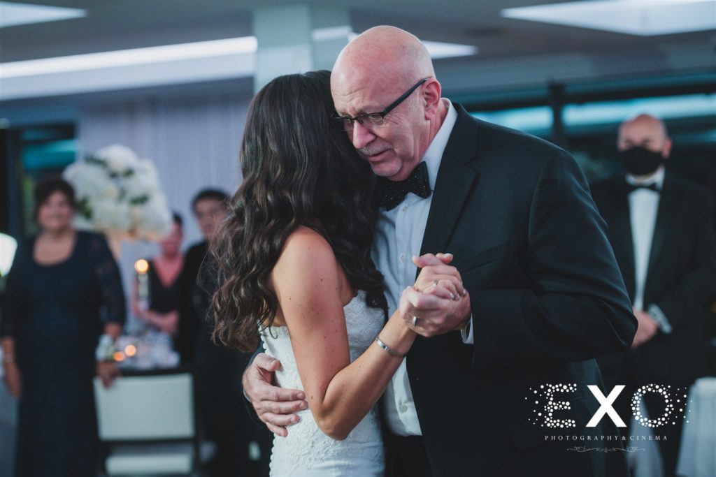 Father daughter dance during a fall wedding at Harbor Club at Prime