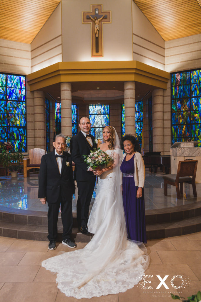 bride and groom family photos at the church during and Intimate Fall wedding with Zoila and Carson