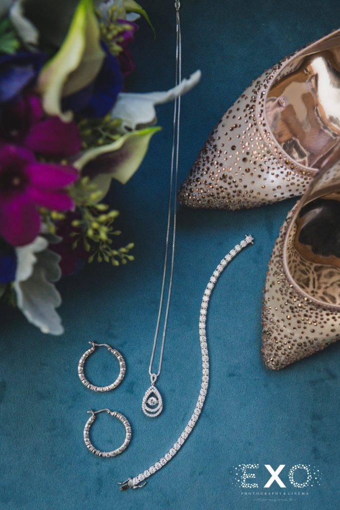jewelry, shoes and flowers