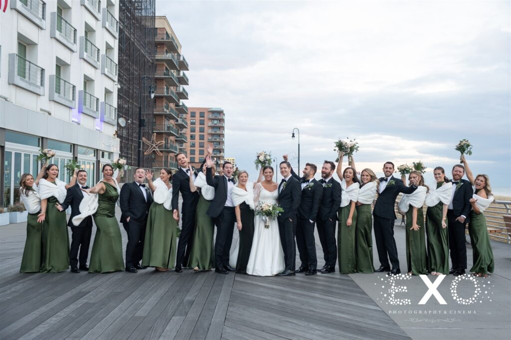 wedding party at the boardwalk of Allegria hotel