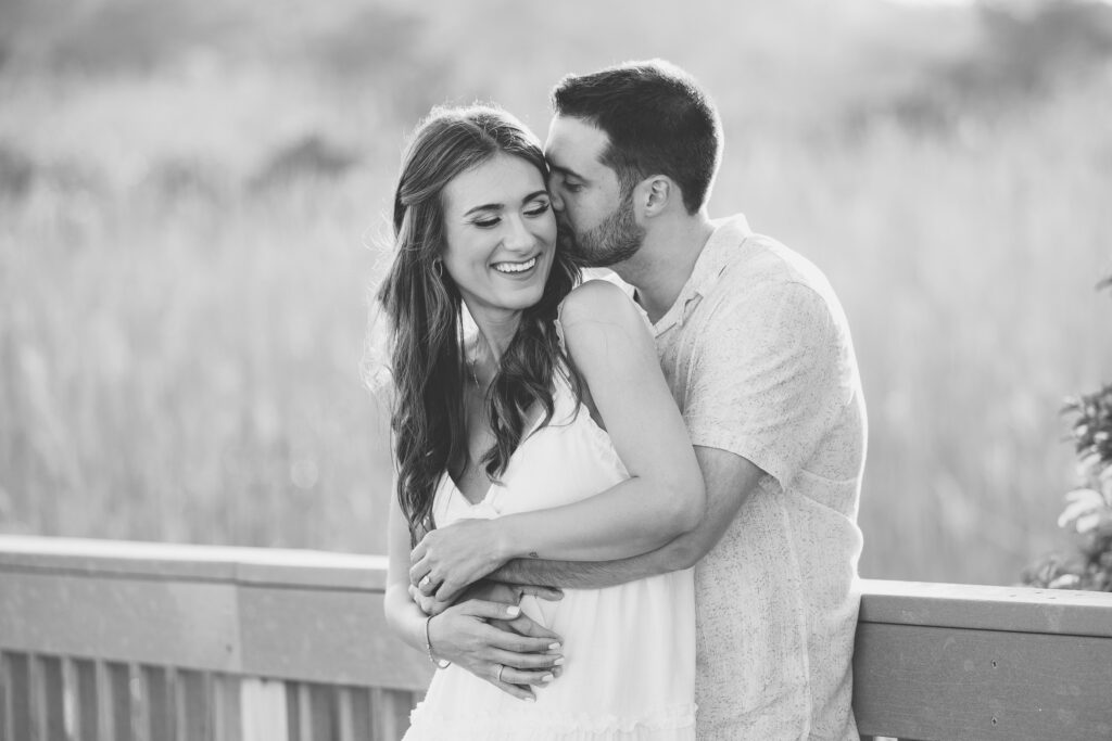 Robert Moses beach engagement photos black and white
