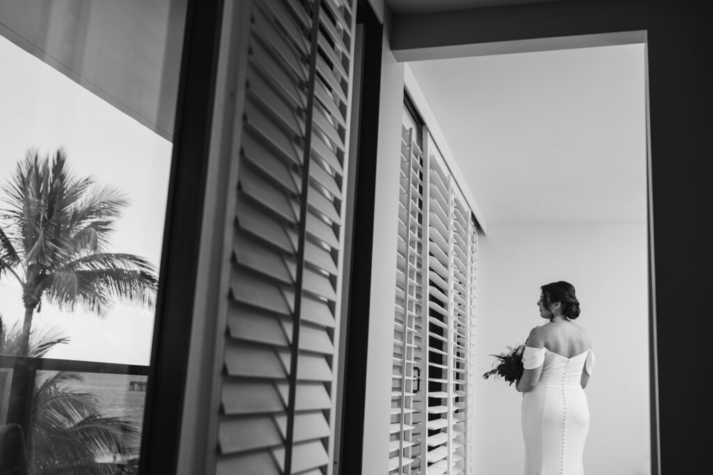 Black and white wedding photos at Tideline ocean resort and spa