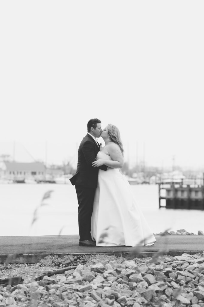 Bride and groom at Lawrence Yacht Club