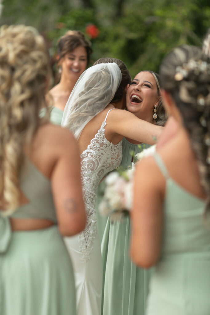 Bridesmaid reaction to seeing the bride at Giorgios Baiting Hollow