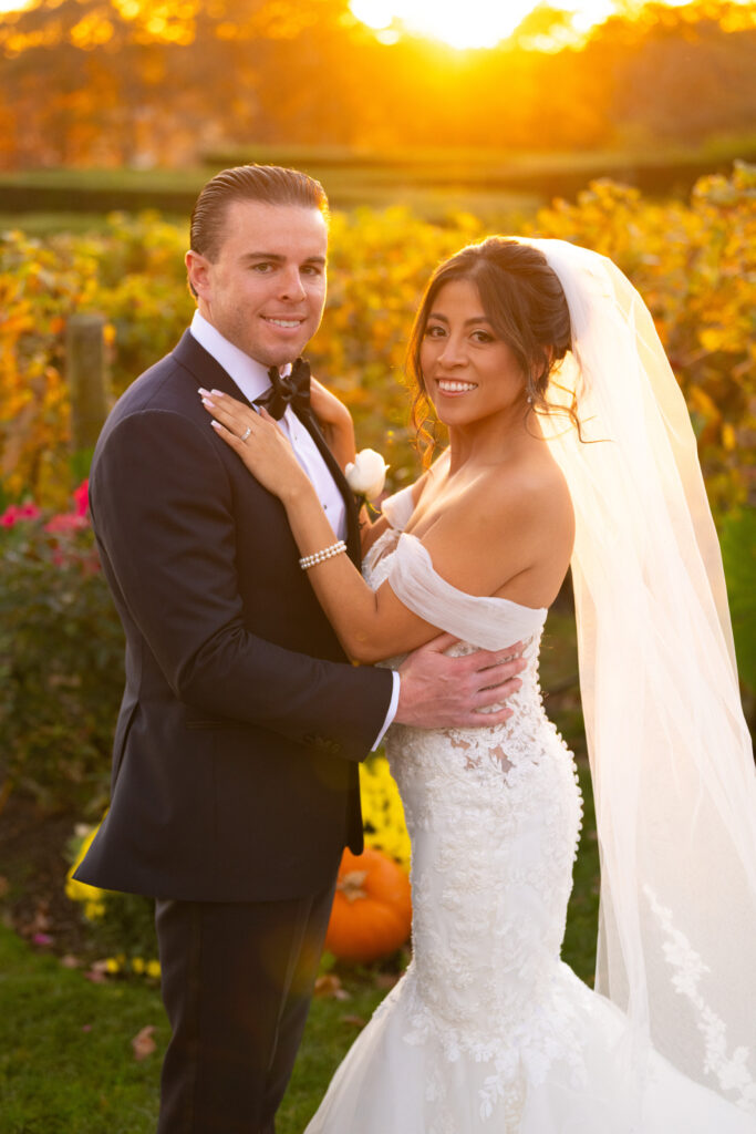 Sunset bride and groom photos Giorgios Baiting Hollow