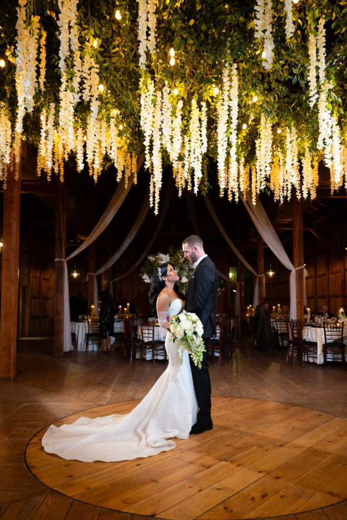 The Barn at Old Bethpage bride and groom