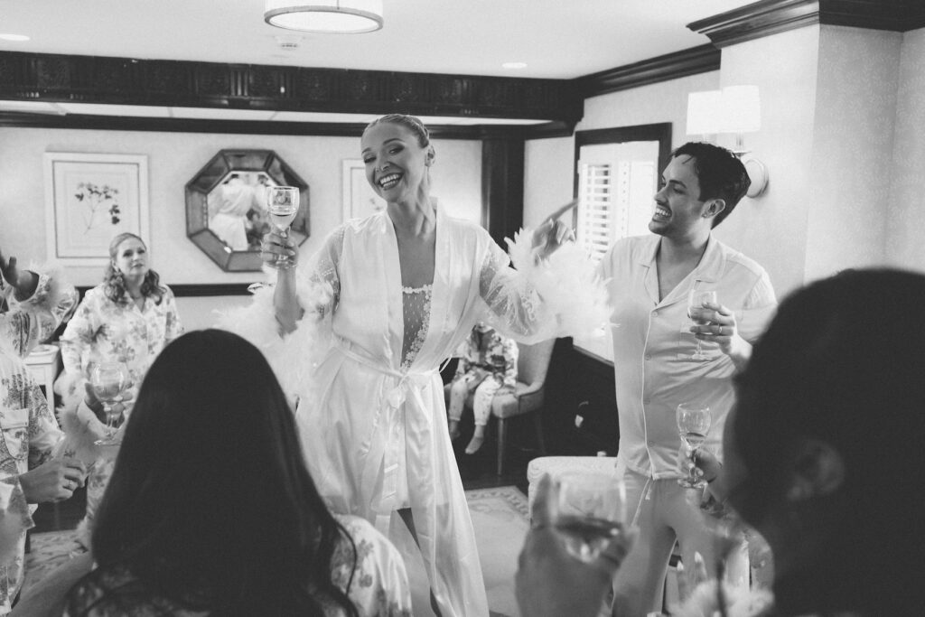 Candid photo of bride during prep at The Mansion at Oyster Bay