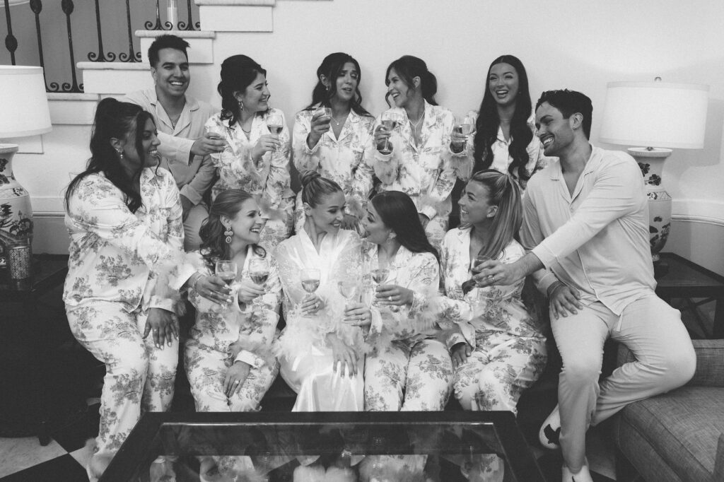 Bride and bridesmaids at The Mansion at Oyster Bay