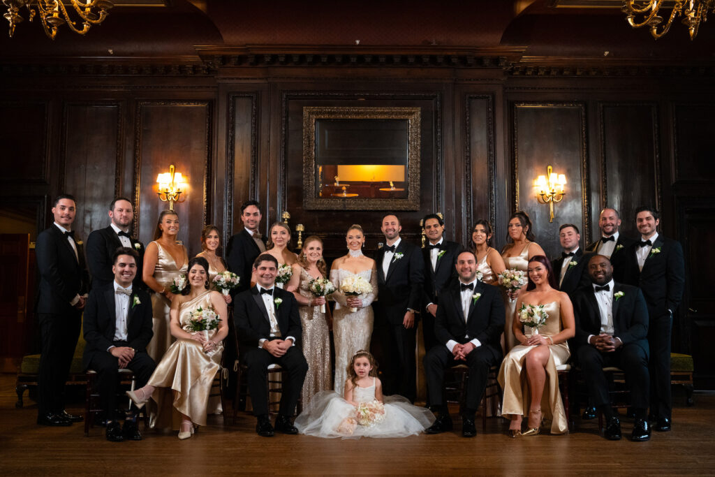 Wedding party at The Mansion at Oyster Bay inside