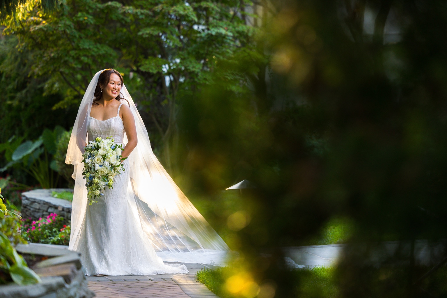 Fox Hollow bride in garden