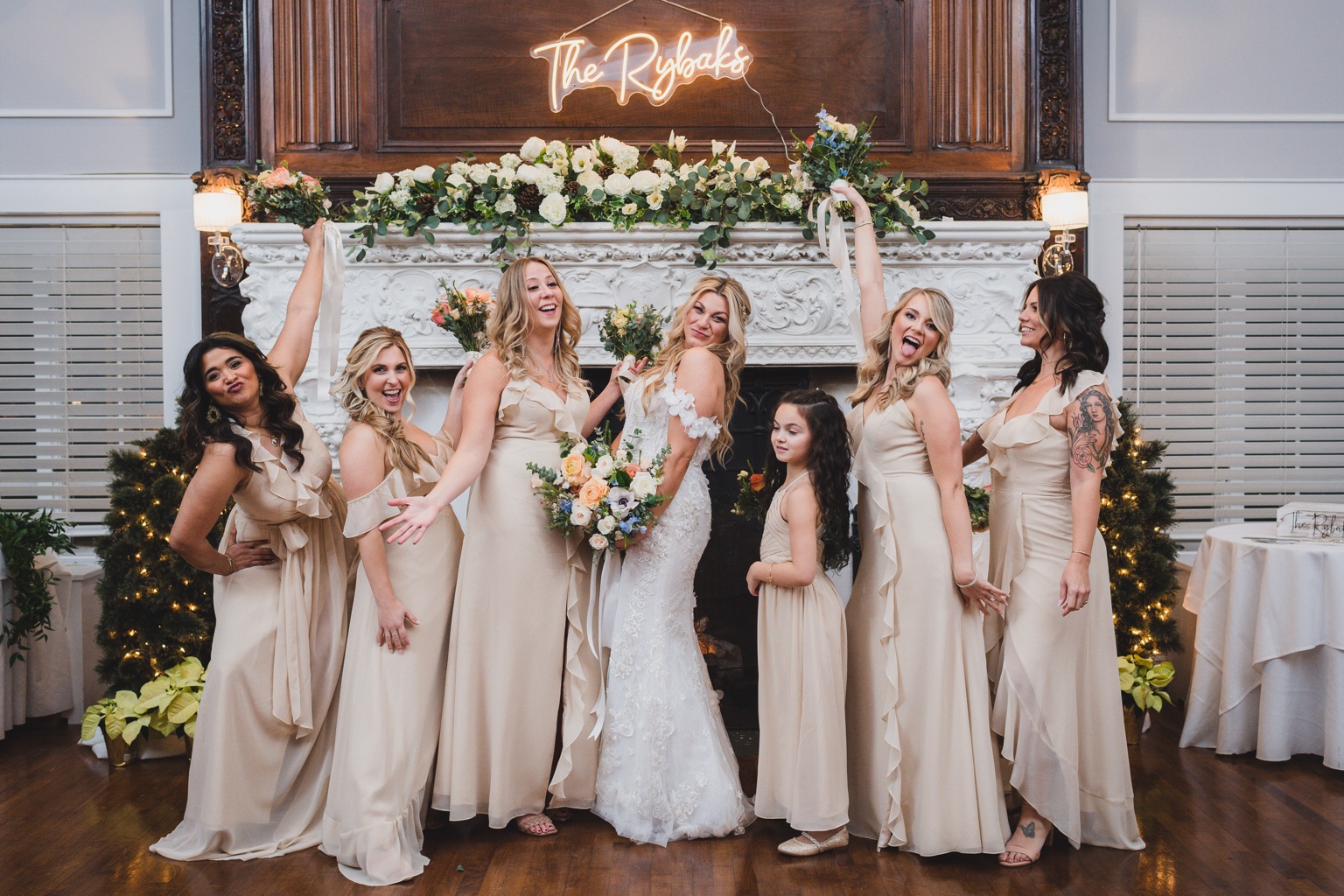 Bride with bridesmaids