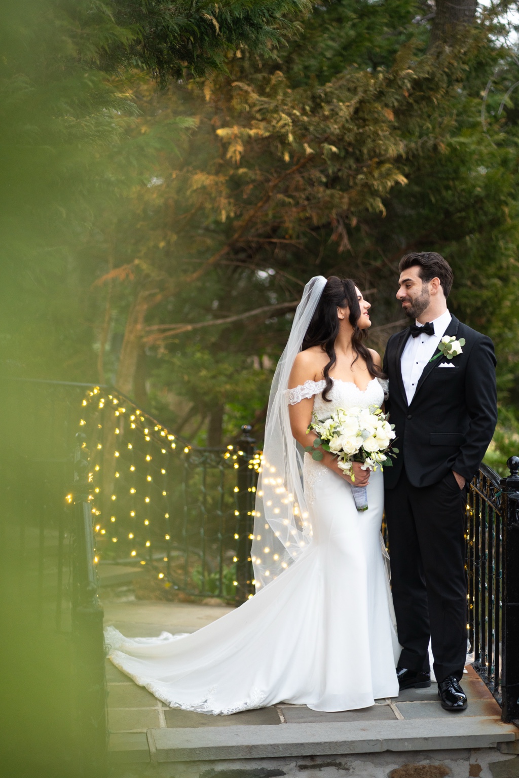 Fox Hollow bride on garden path